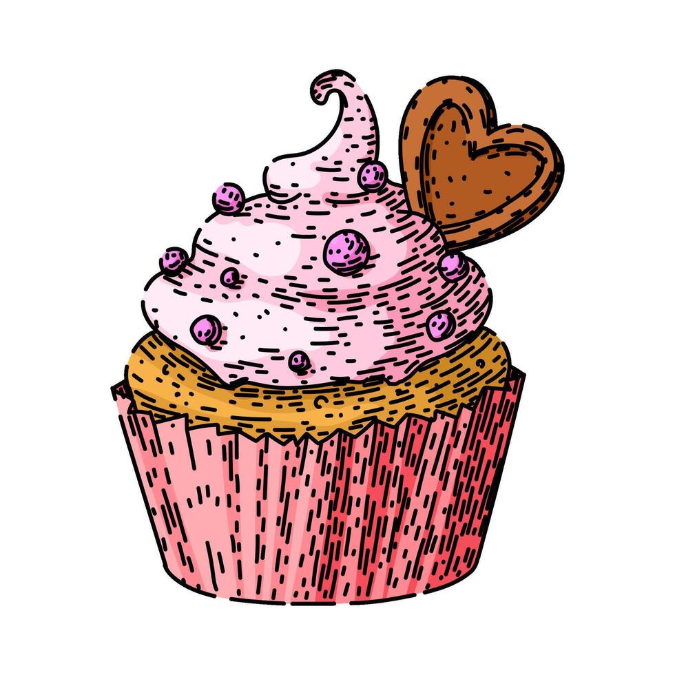 dessert cupcake sketch hand drawn vector