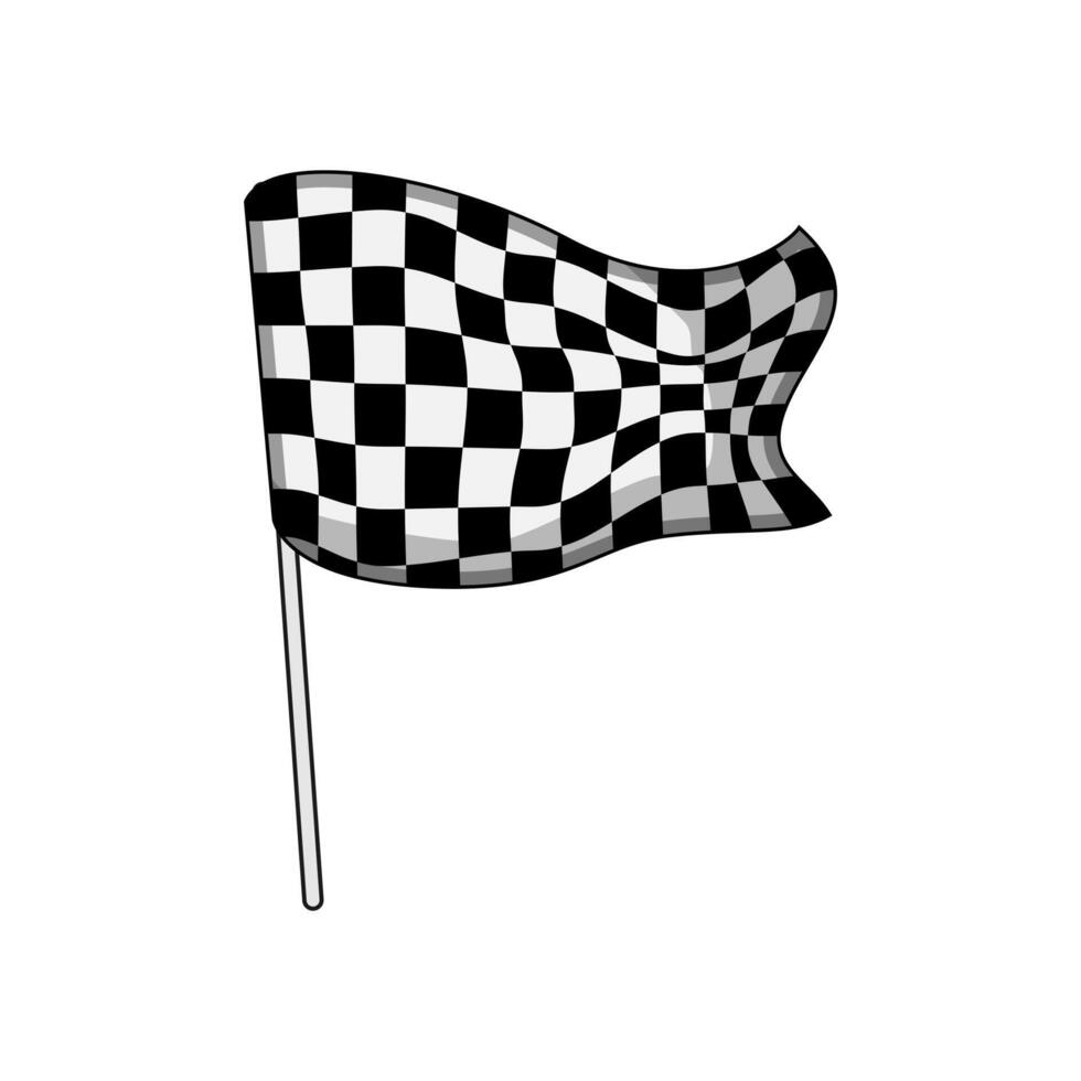 line finish flag cartoon illustration vector