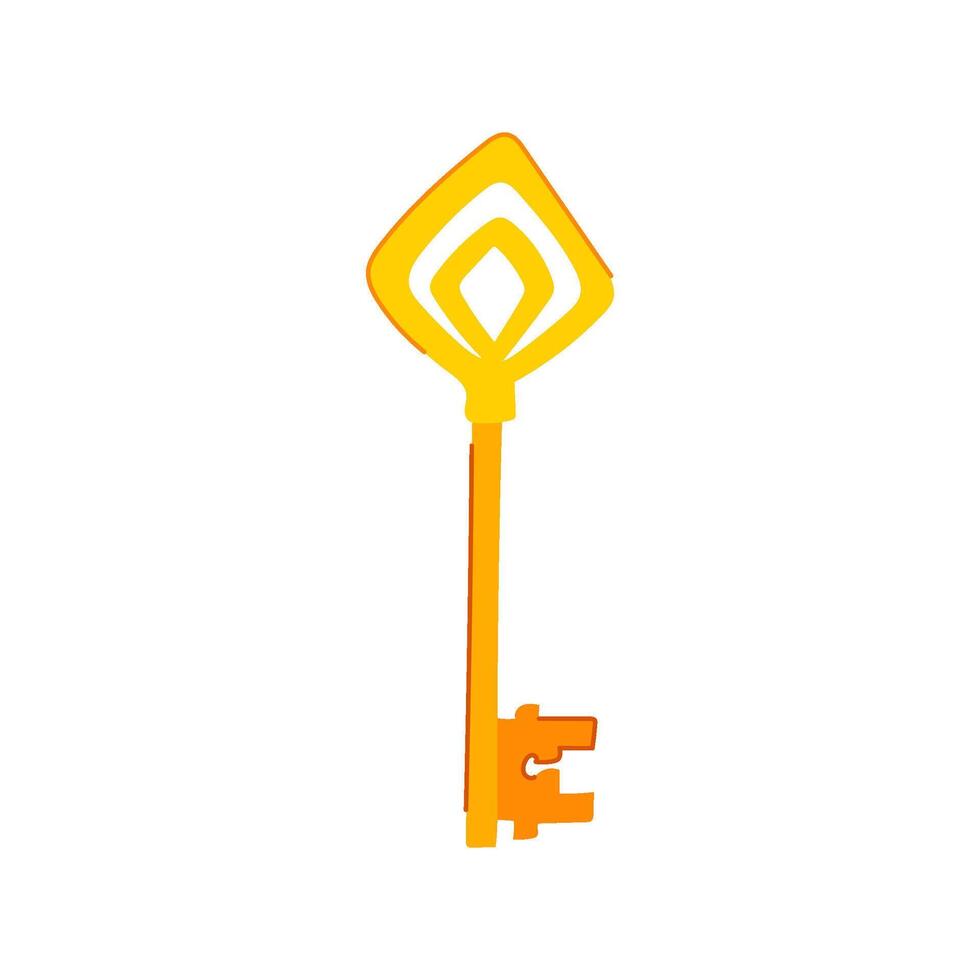 gold golden key cartoon illustration vector