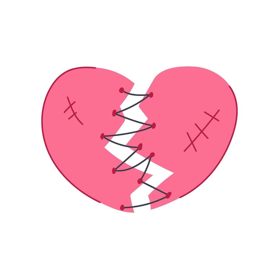 breakup heart broken cartoon illustration vector