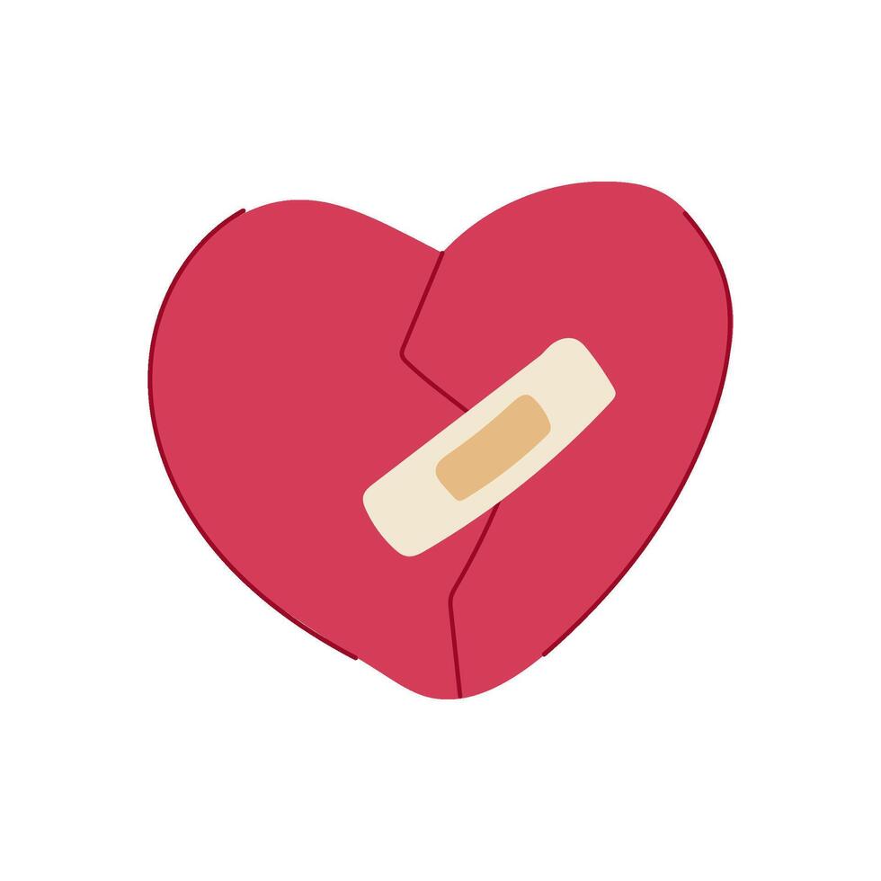 relationship heart broken cartoon illustration vector