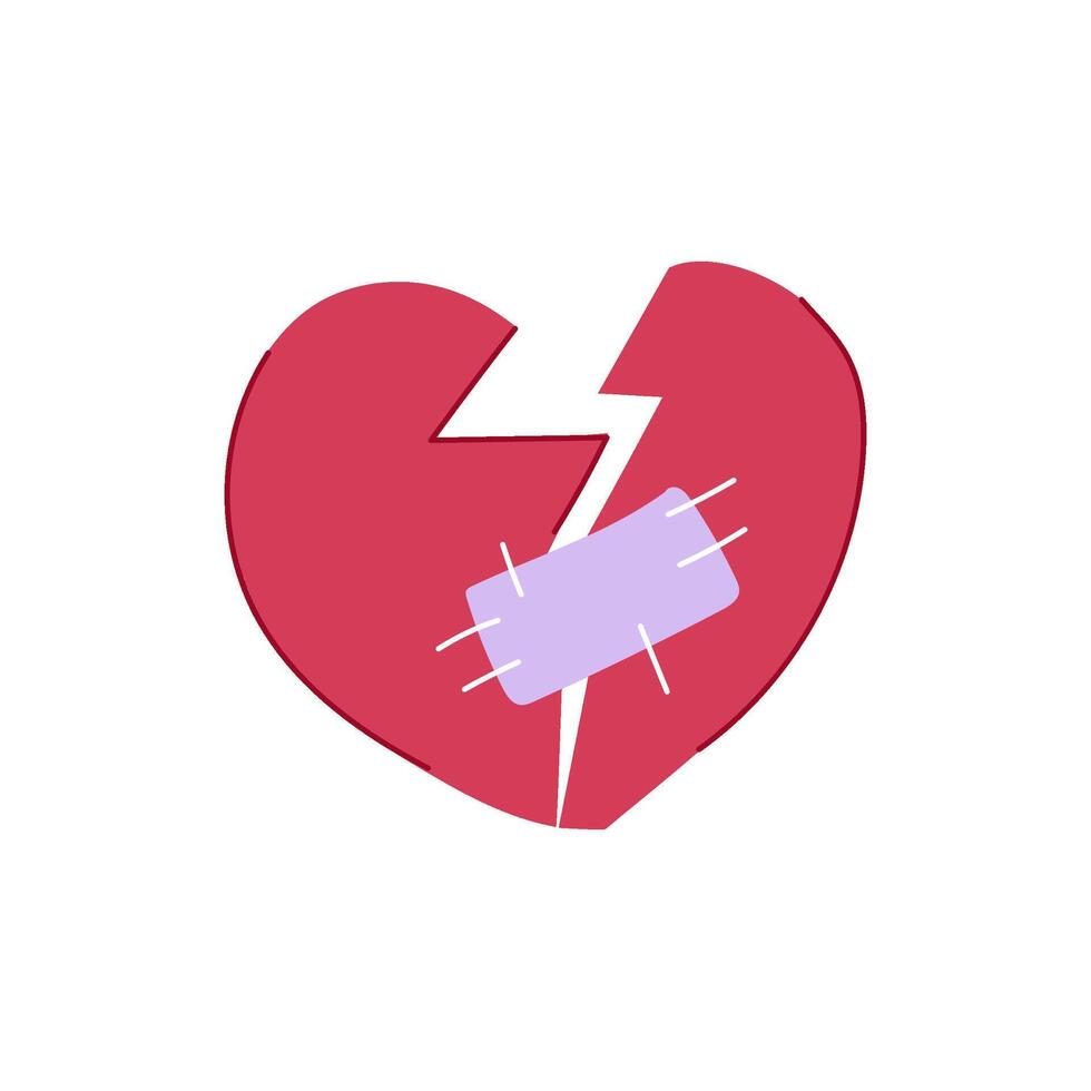 break heart broken cartoon illustration vector
