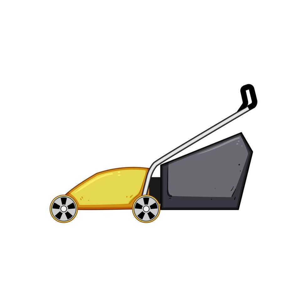 grass lawn mower cartoon illustration vector