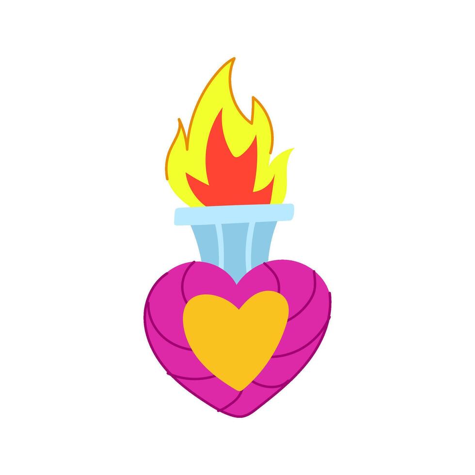 holy mexican heart cartoon illustration vector