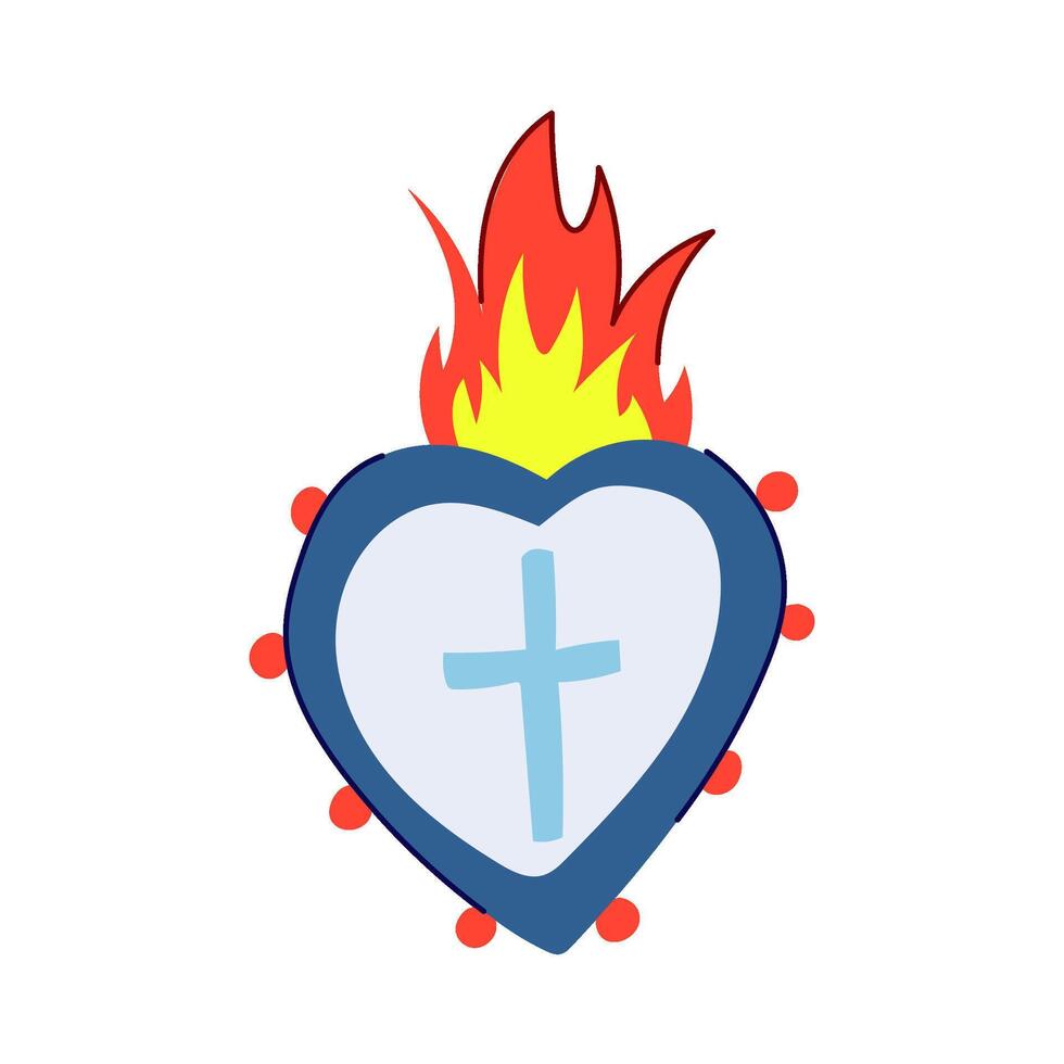 tattoo mexican heart cartoon illustration vector