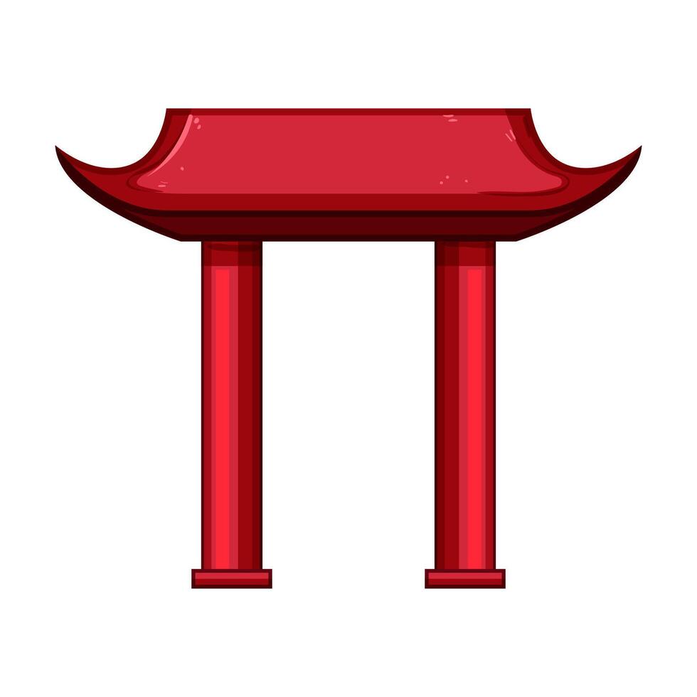 entrance pagoda roof cartoon illustration vector