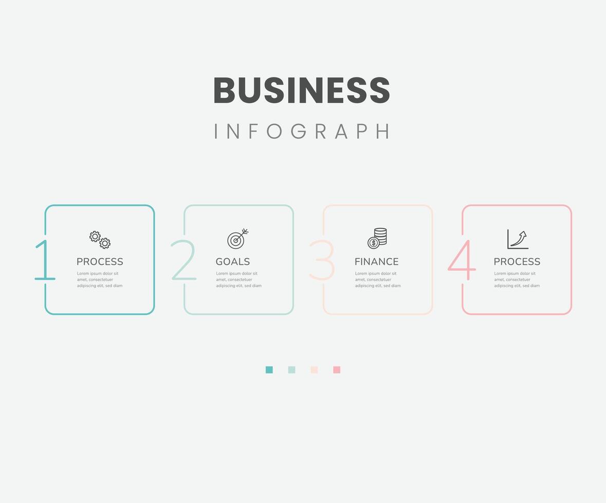 4 process infographic timeline design square template. free illustration vector