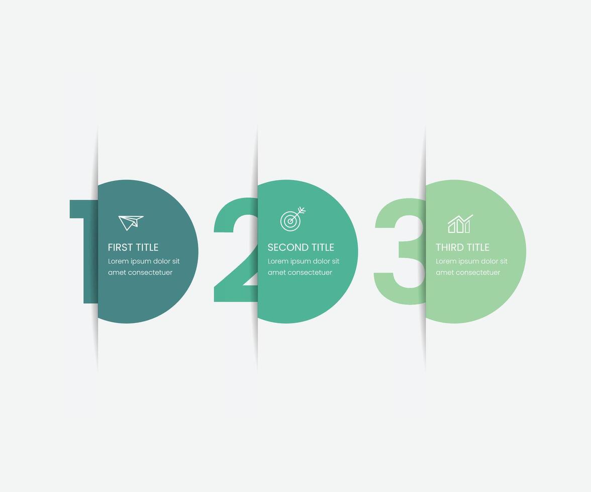 Infographic design template with icons and 3 numbers options or steps. Can be used for process diagram, presentations, workflow layout, banner, flow chart, info graph. free illustration vector