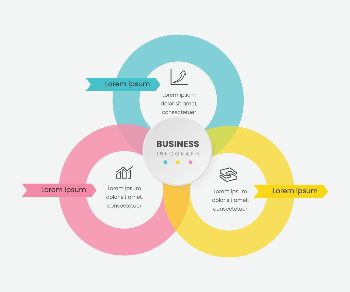 Circle chart infographic template with 3 options for presentations free illustration vector