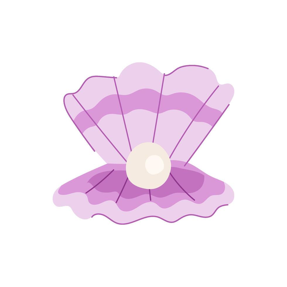 jewelry shell pearl cartoon illustration vector