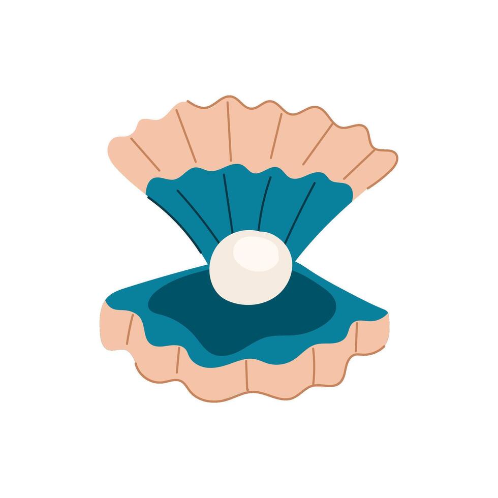 sea shell pearl cartoon illustration vector