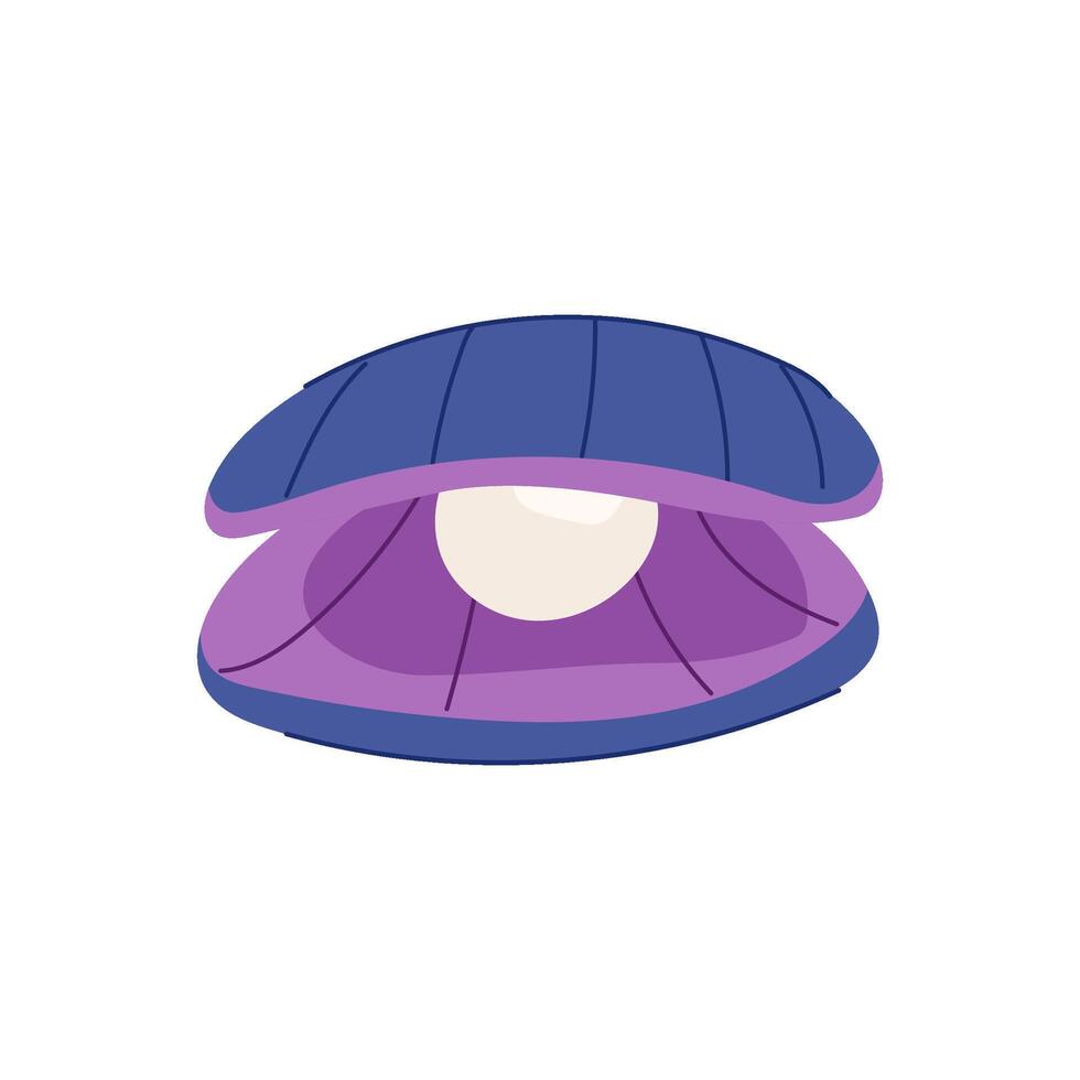 oyster shell pearl cartoon illustration vector