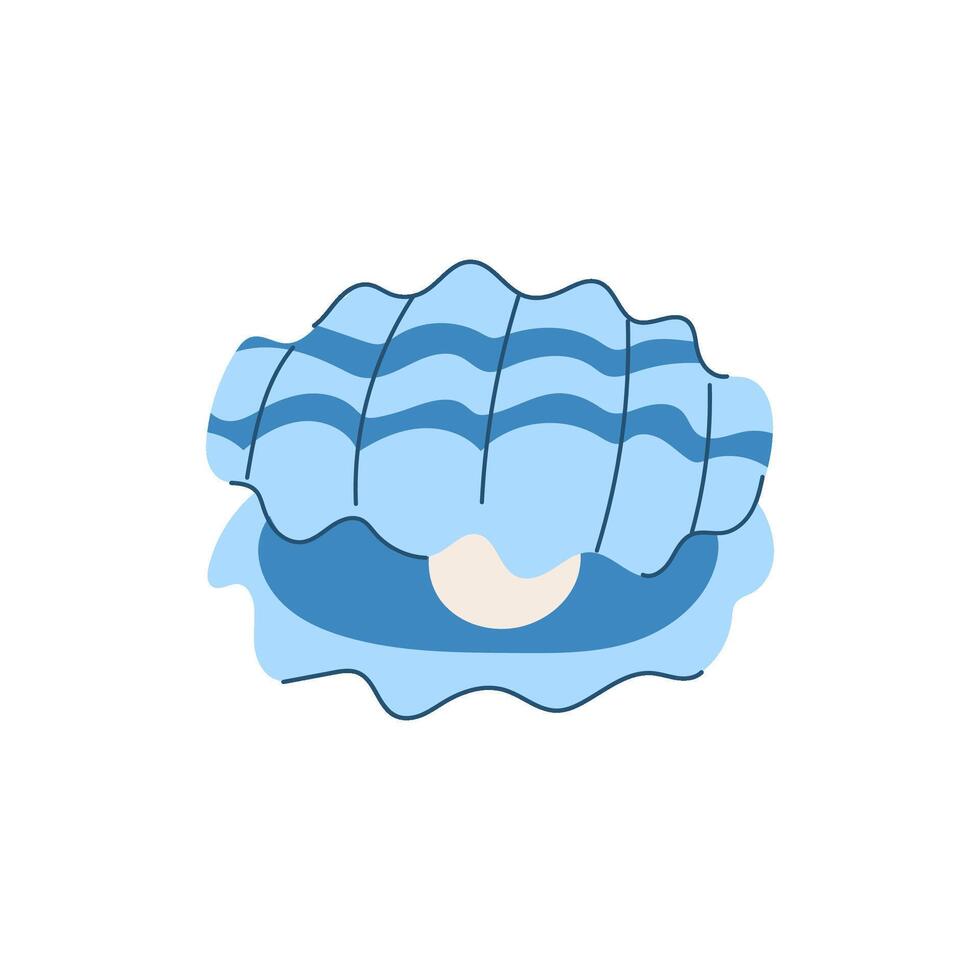 summer shell pearl cartoon illustration vector