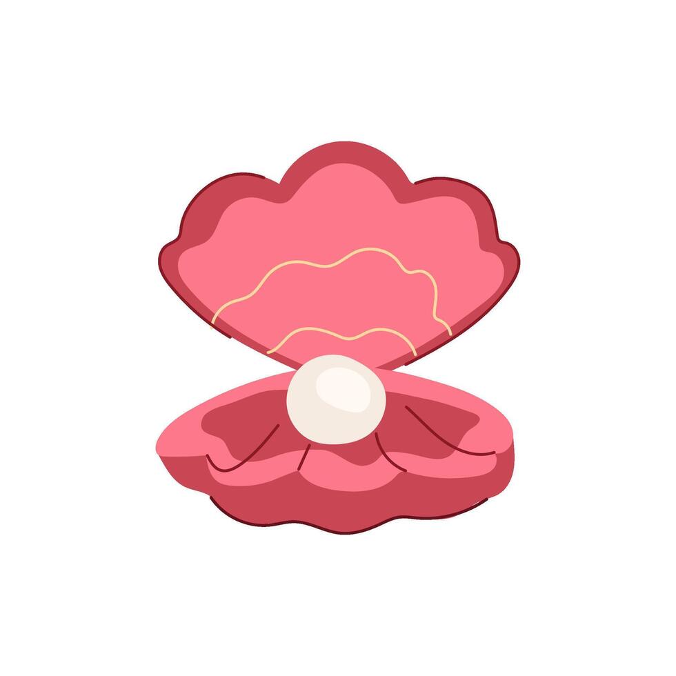 water shell pearl cartoon illustration vector