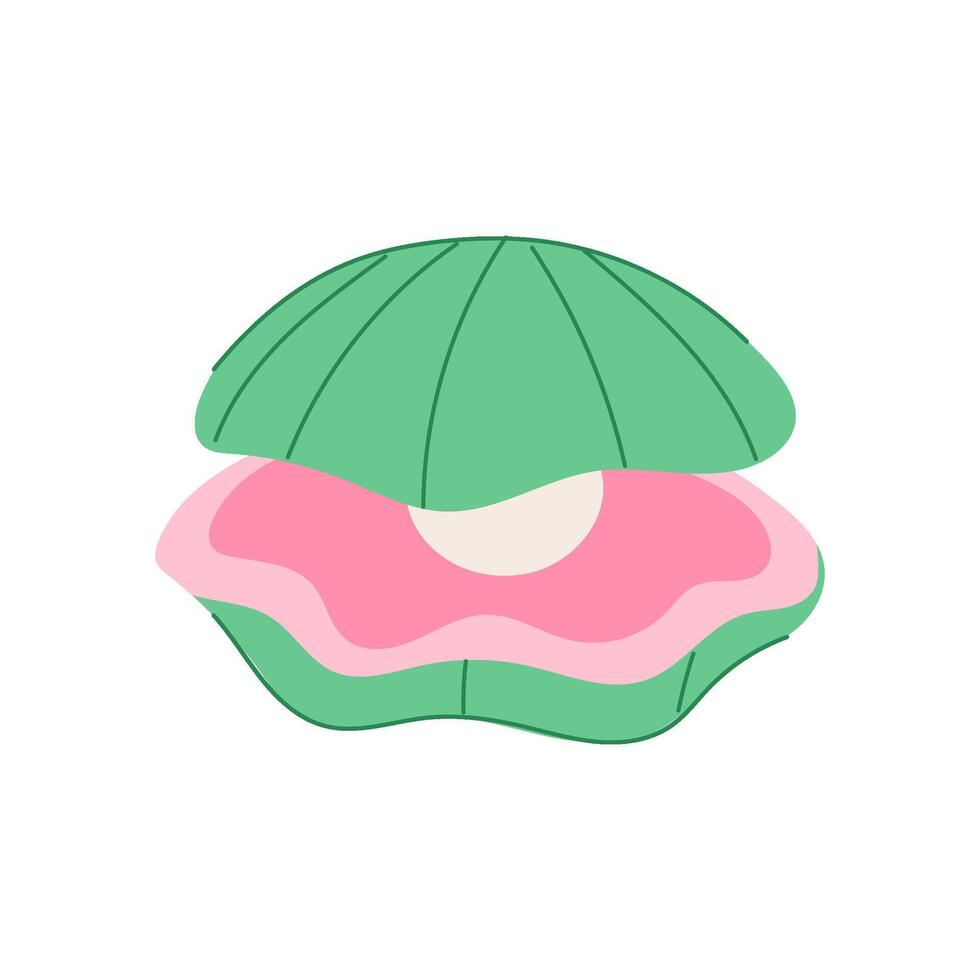 perl shell pearl cartoon illustration vector