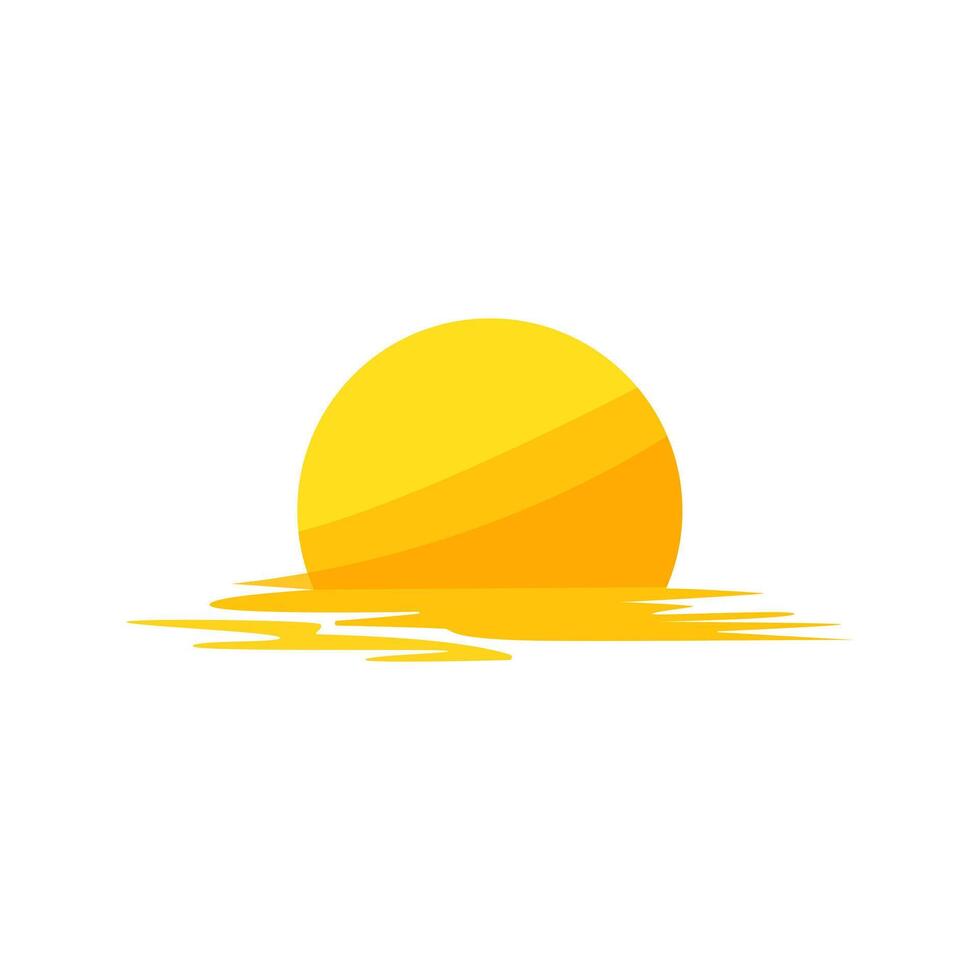 sea sunset cartoon illustration vector