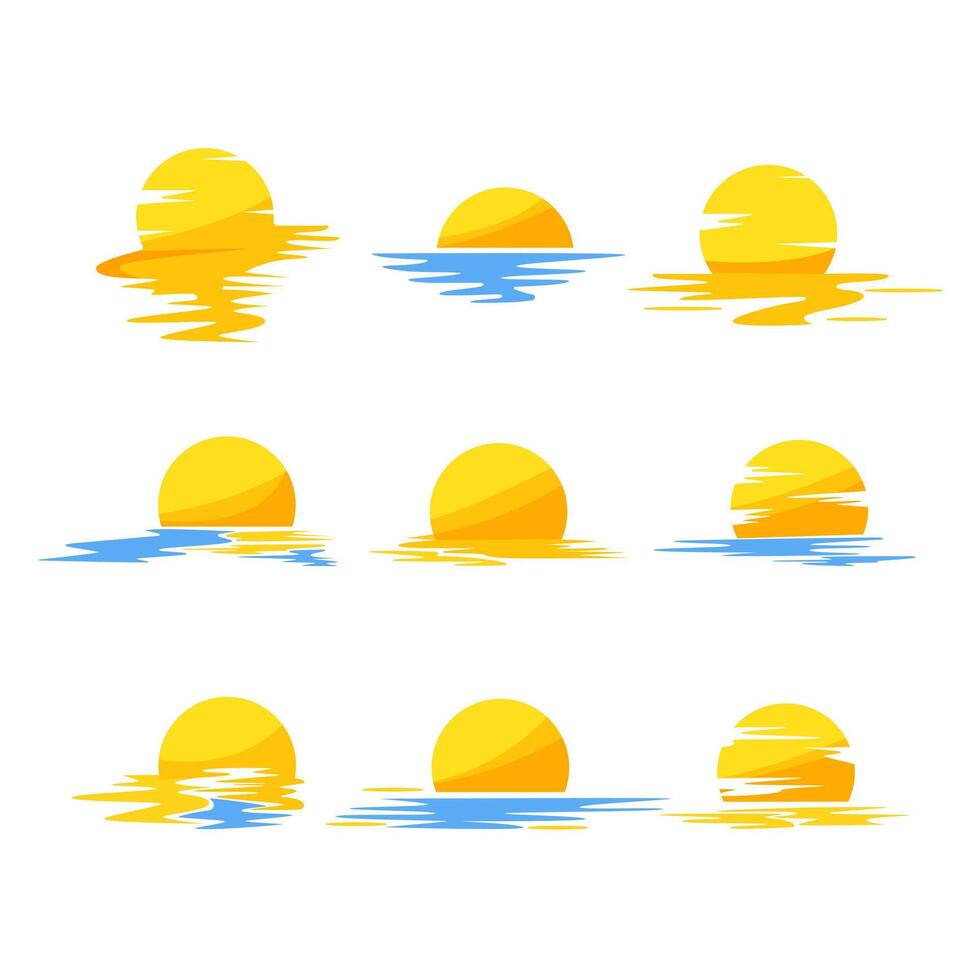 sunset set cartoon illustration vector