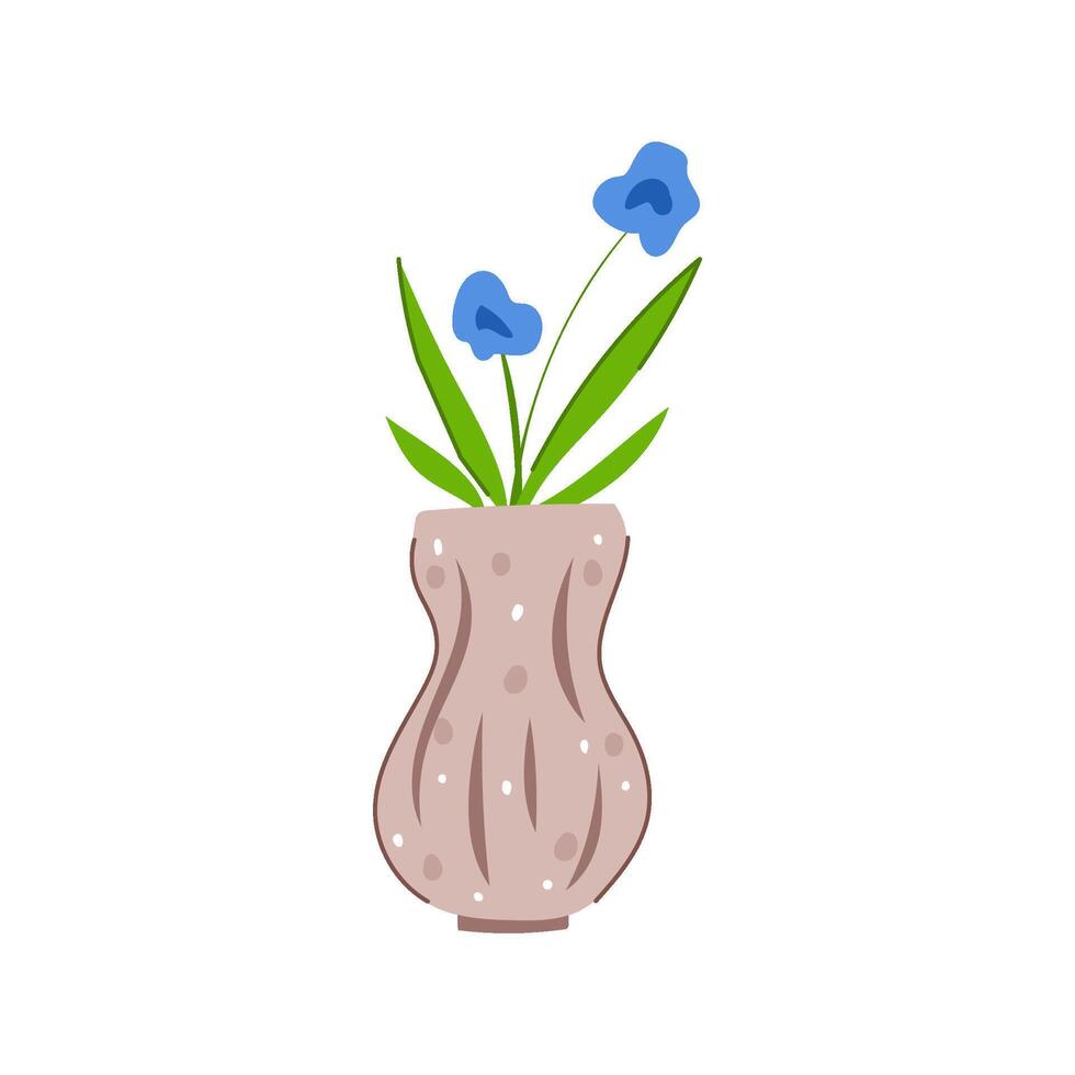 bunch vase flower cartoon illustration vector