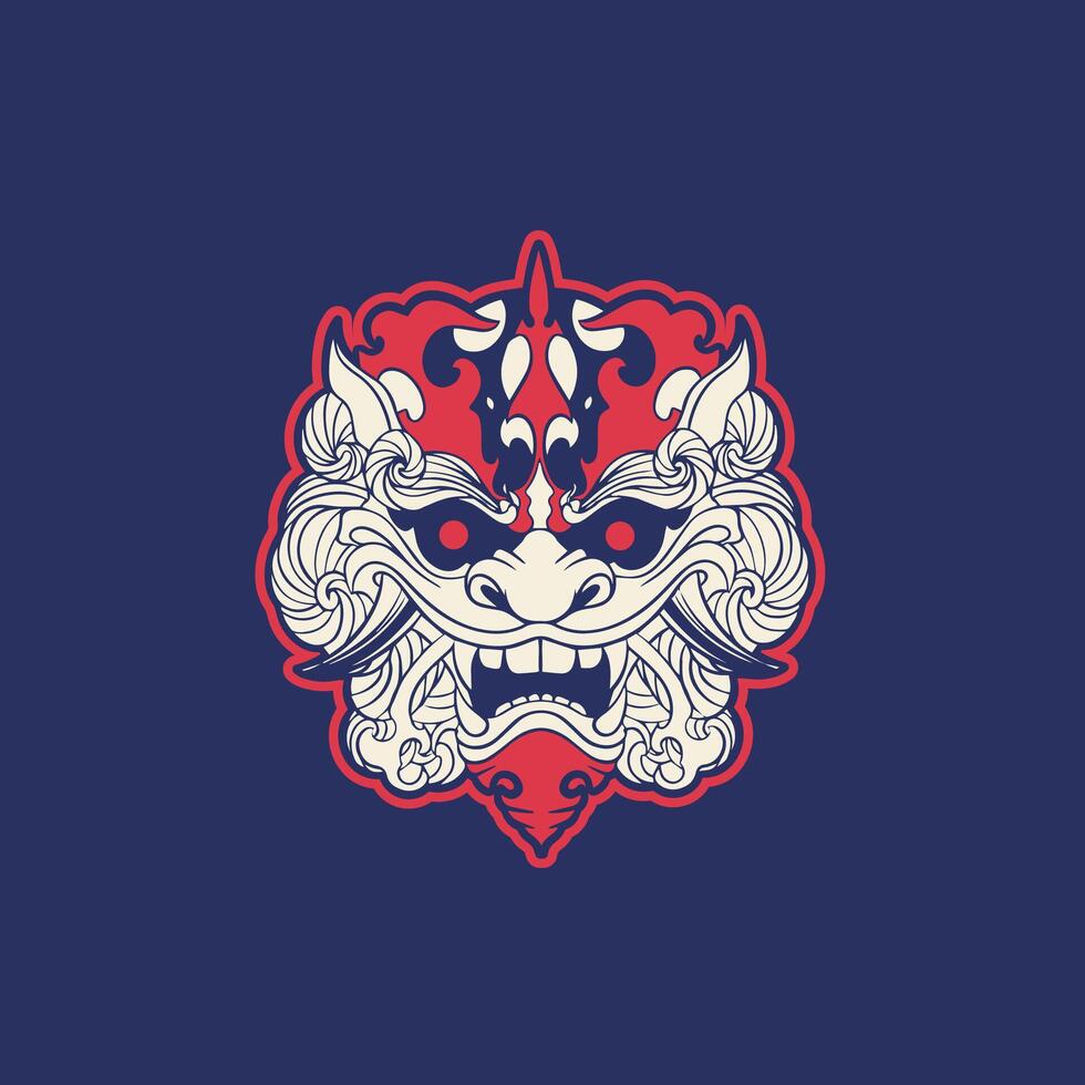 Hand Drawn Foo Dog Illustration Stock vector