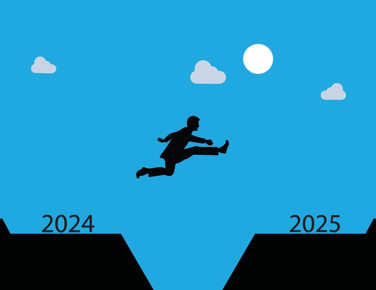 Print the new year jumping 2024 to 2025 illustration. vector