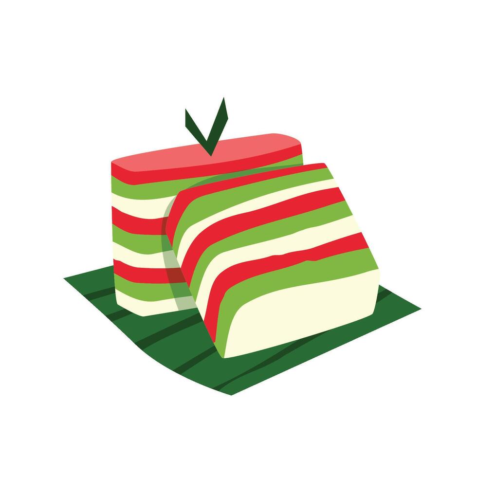 Indonesian Street Food Illustration Set Kue lapis vector