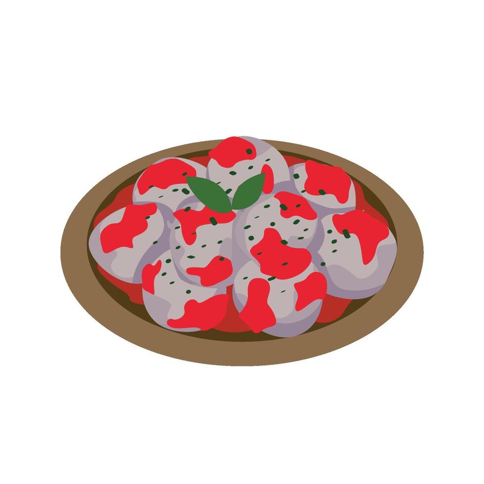 Indonesian Meatball Illustration Set Bakso sambal cobek vector
