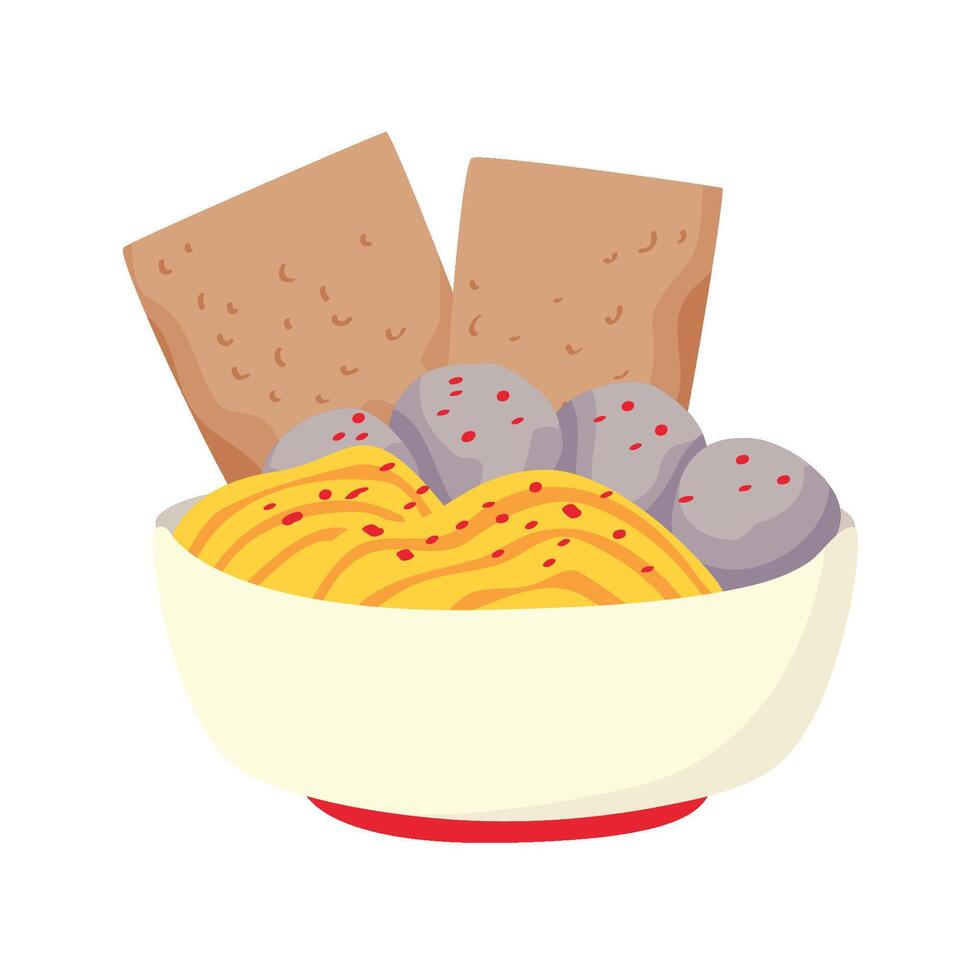 Indonesian Meatball Illustration Set Bakso pangsit vector