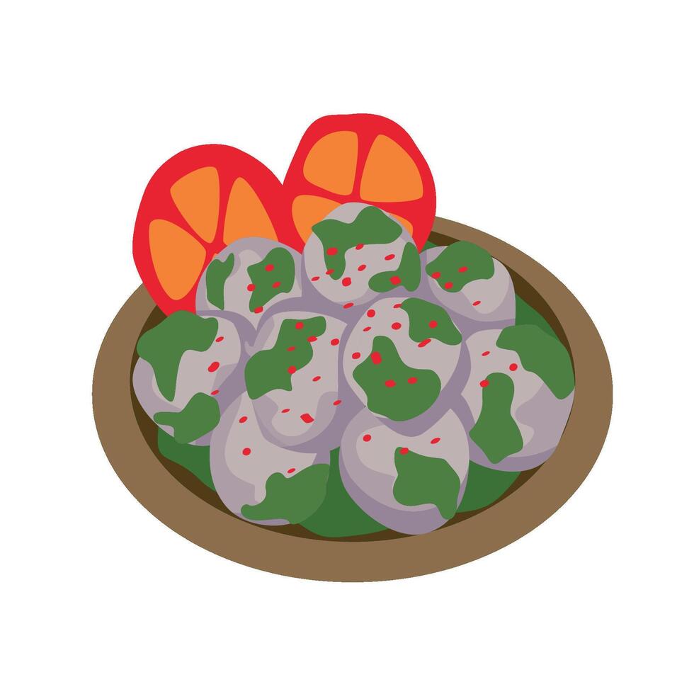 Indonesian Meatball Illustration Set Bakso sambal ijo vector