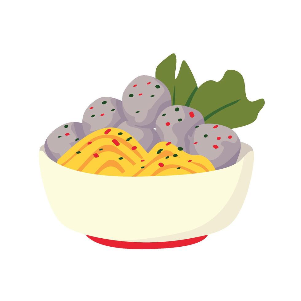 Indonesian Meatball Illustration Set Bakso mie vector