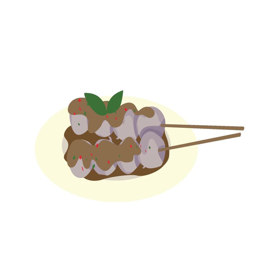 Indonesian Meatball Illustration Set Bakso sambal kacang vector