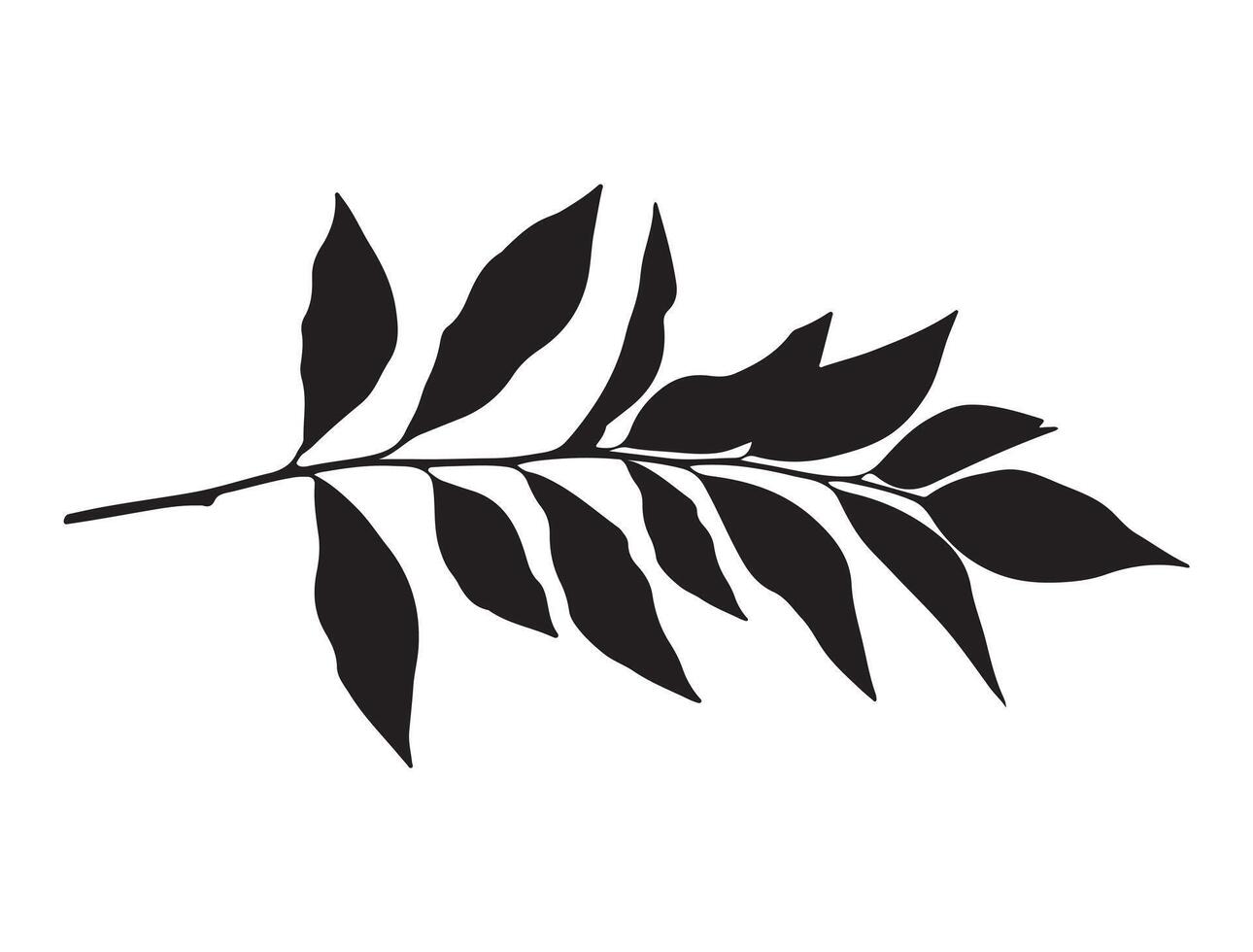 Branch with leaves silhouette vector