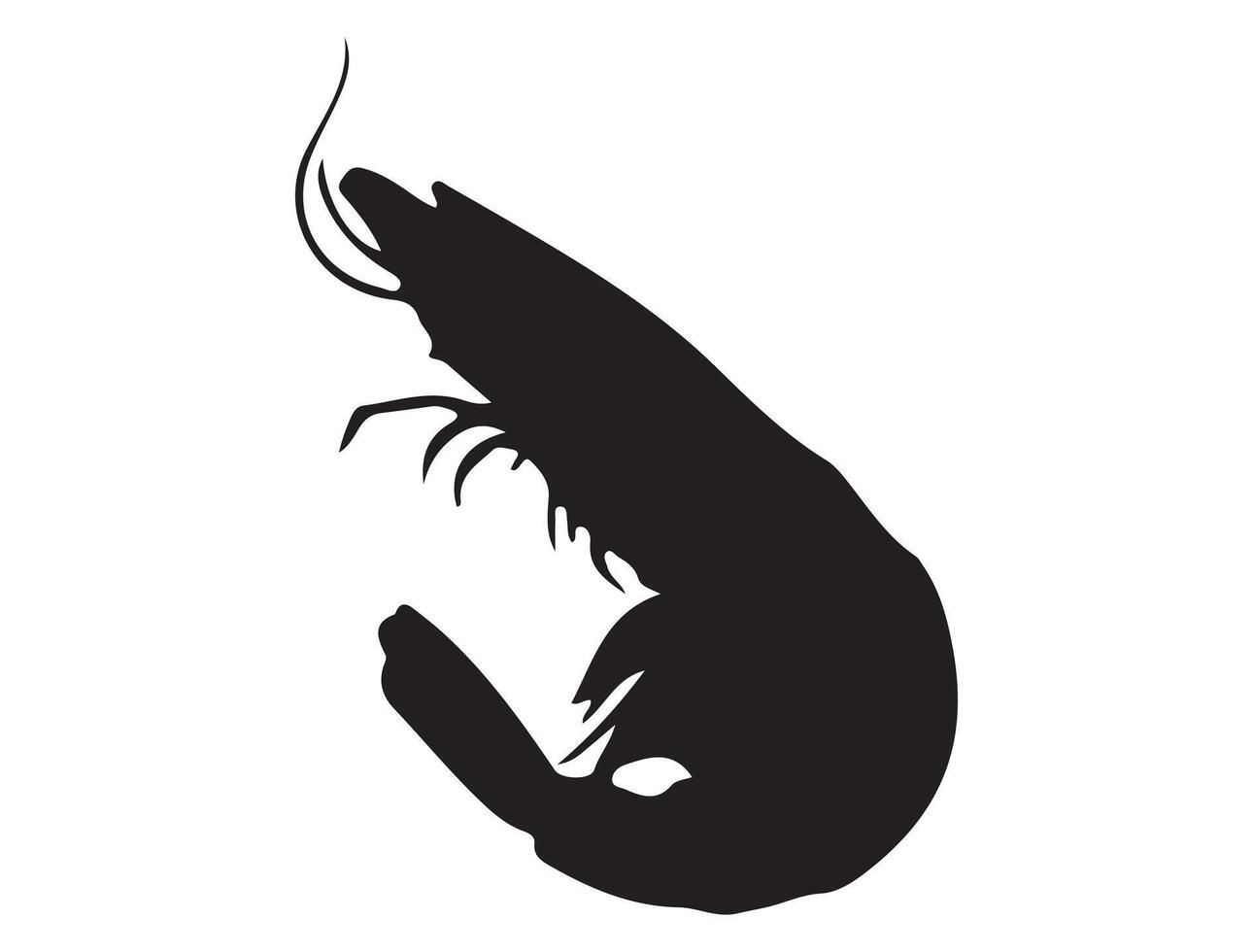 Shrimp silhouette on white background vector