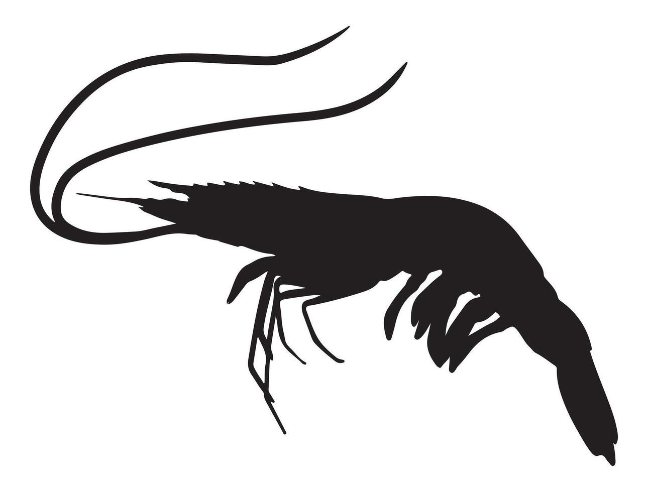 Shrimp silhouette on white background vector