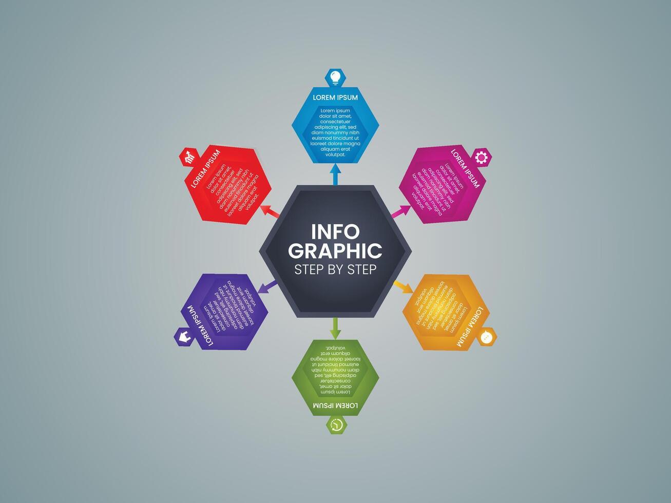 6 Steps business data visualization timeline process infographic template vector