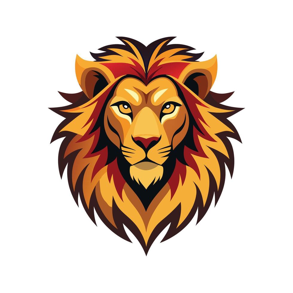 Lion head color illustration style design vector