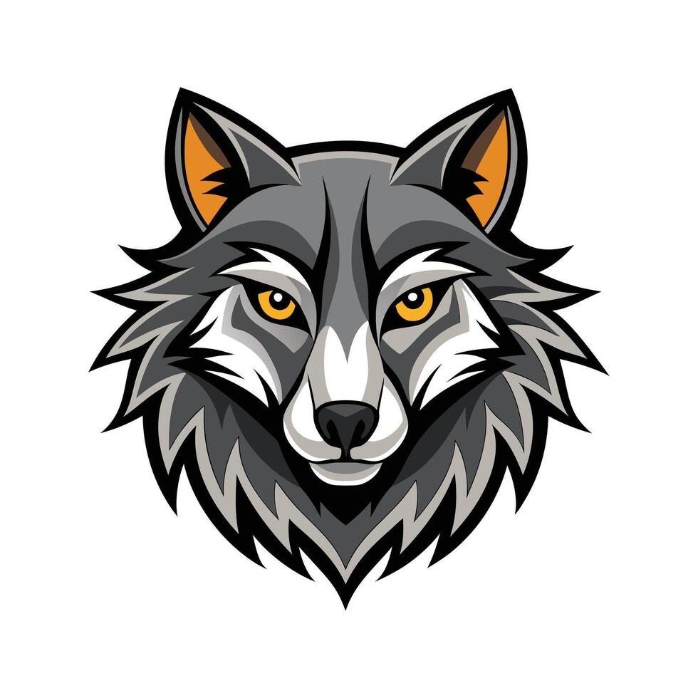 Wolf head color illustration style design vector