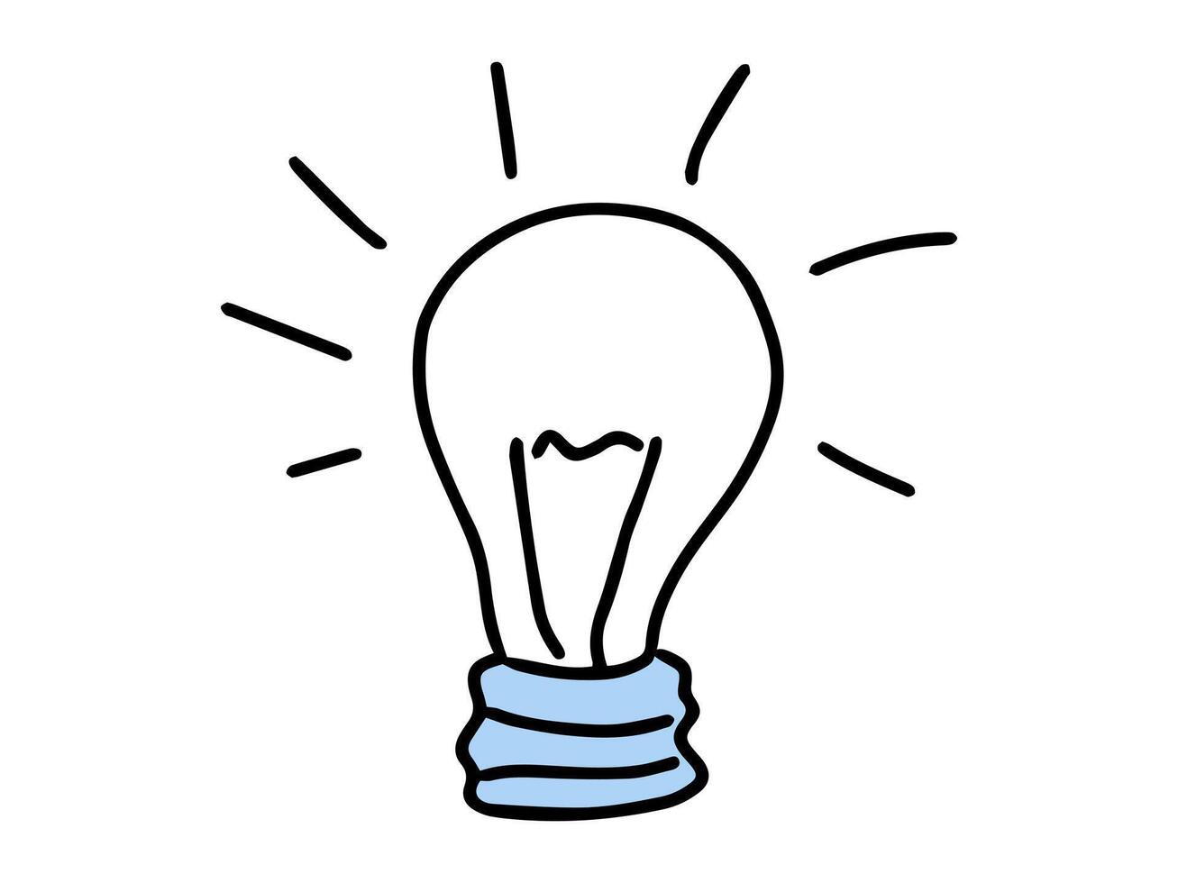 Simple Outline of a Light Bulb Icon Isolated on a White Background. Concept of Idea, Innovation, Bright Idea, and Creativity. Minimalist Style. Print, Design Element. vector