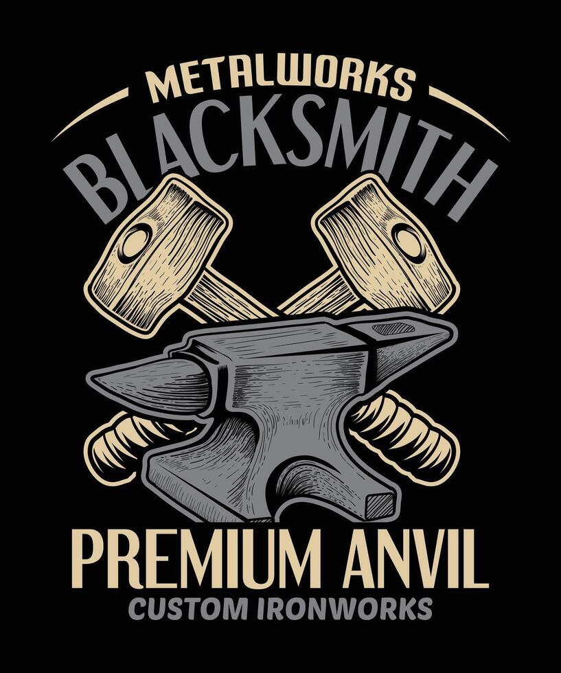 metalworks Blacksmith Premium Anvil custom Ironworks t-shirt design vector