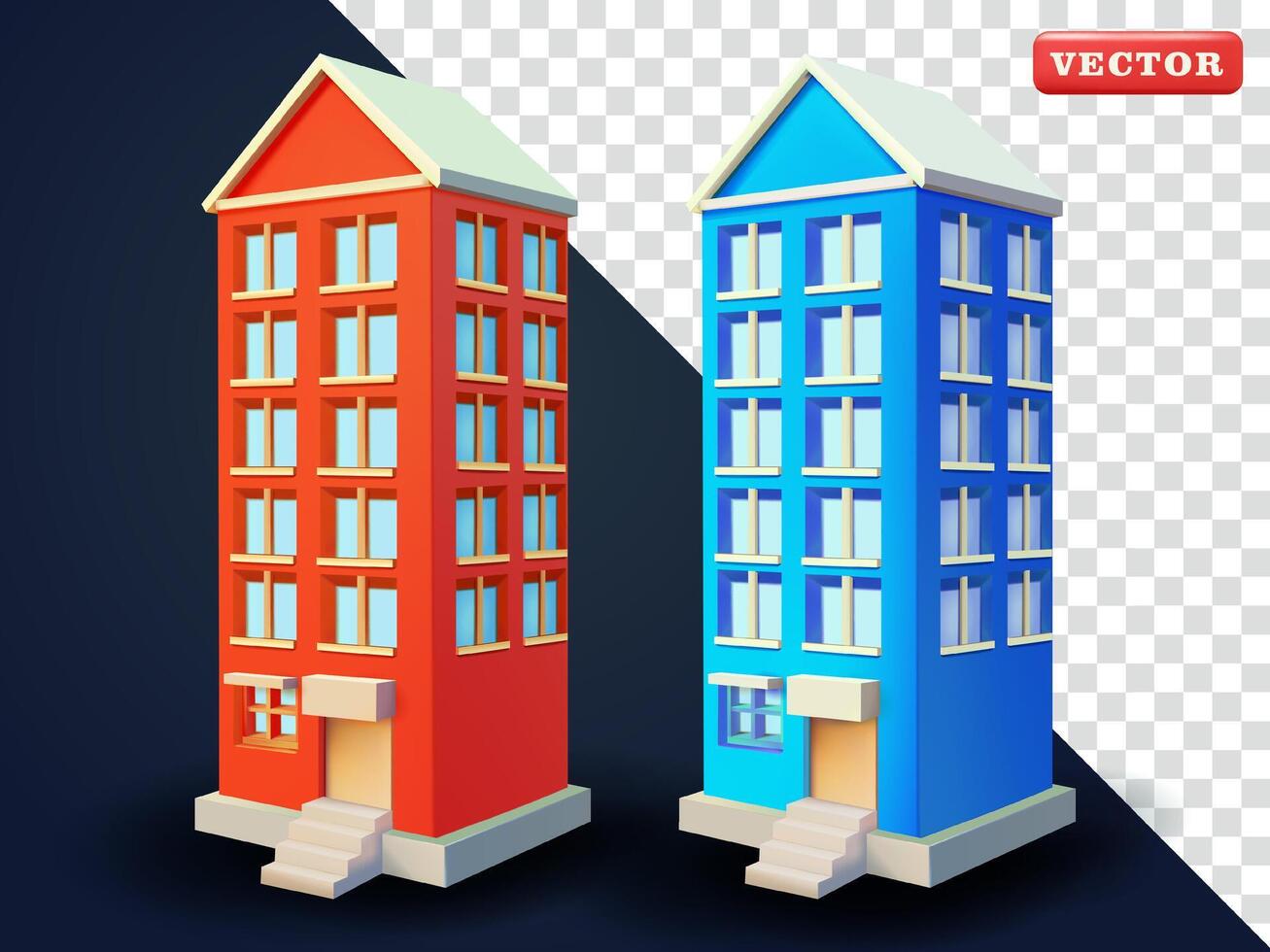 Apartment building, 3d. Suitable for business, property and design elements vector