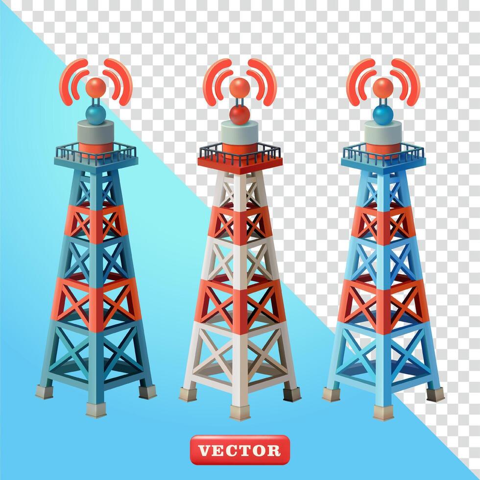 Signal tower. 3d, Suitable for technology, telecommunications and design elements vector