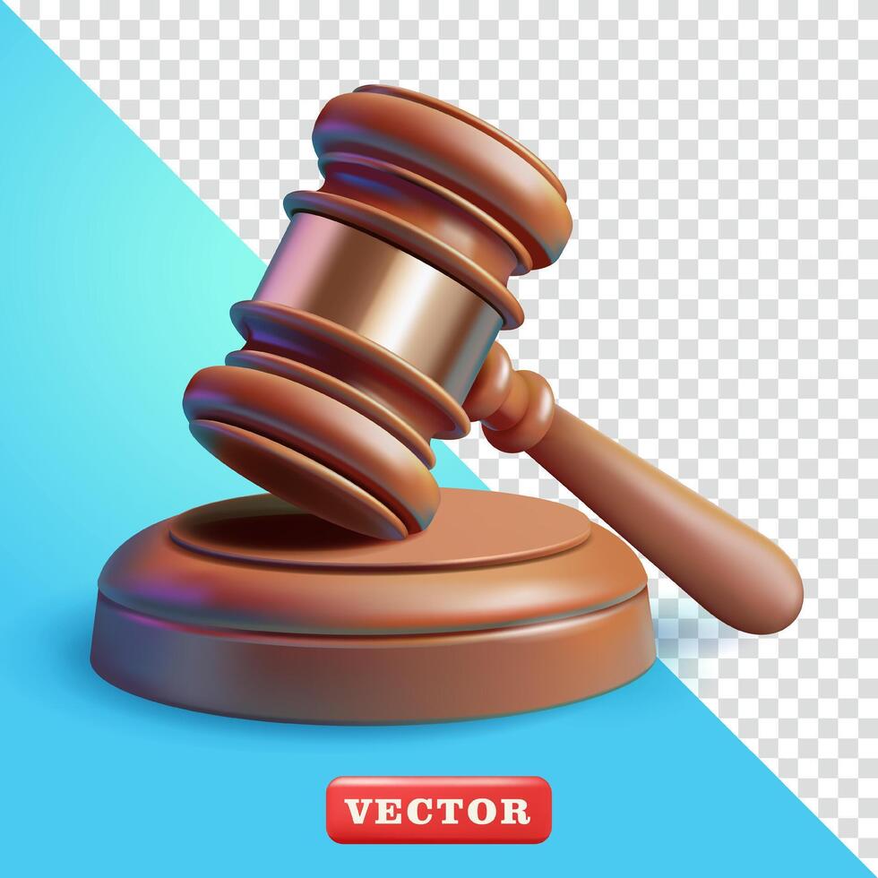 Law gavel, 3d. Suitable for law, business and design elements vector