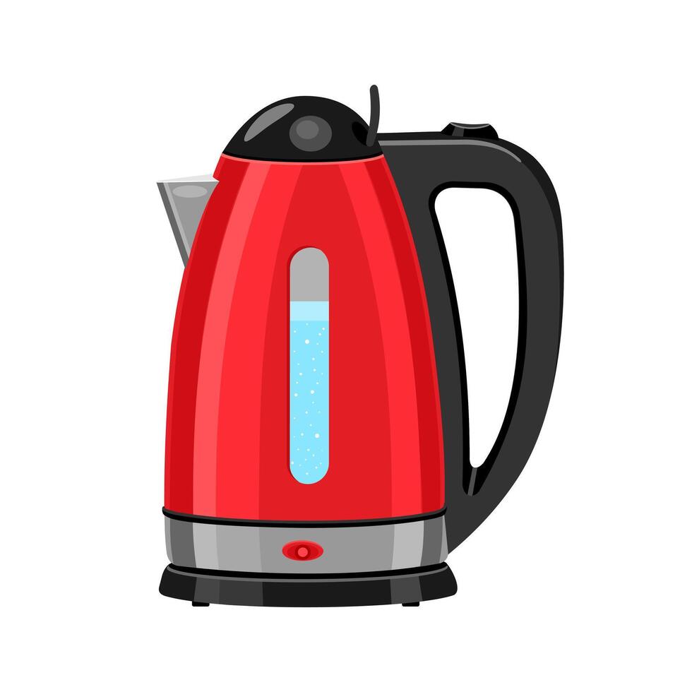 Teapot. Electric kettle for home use in the kitchen. For boiling water for tea or coffee. Illustration isolated on white background. Flat icon vector