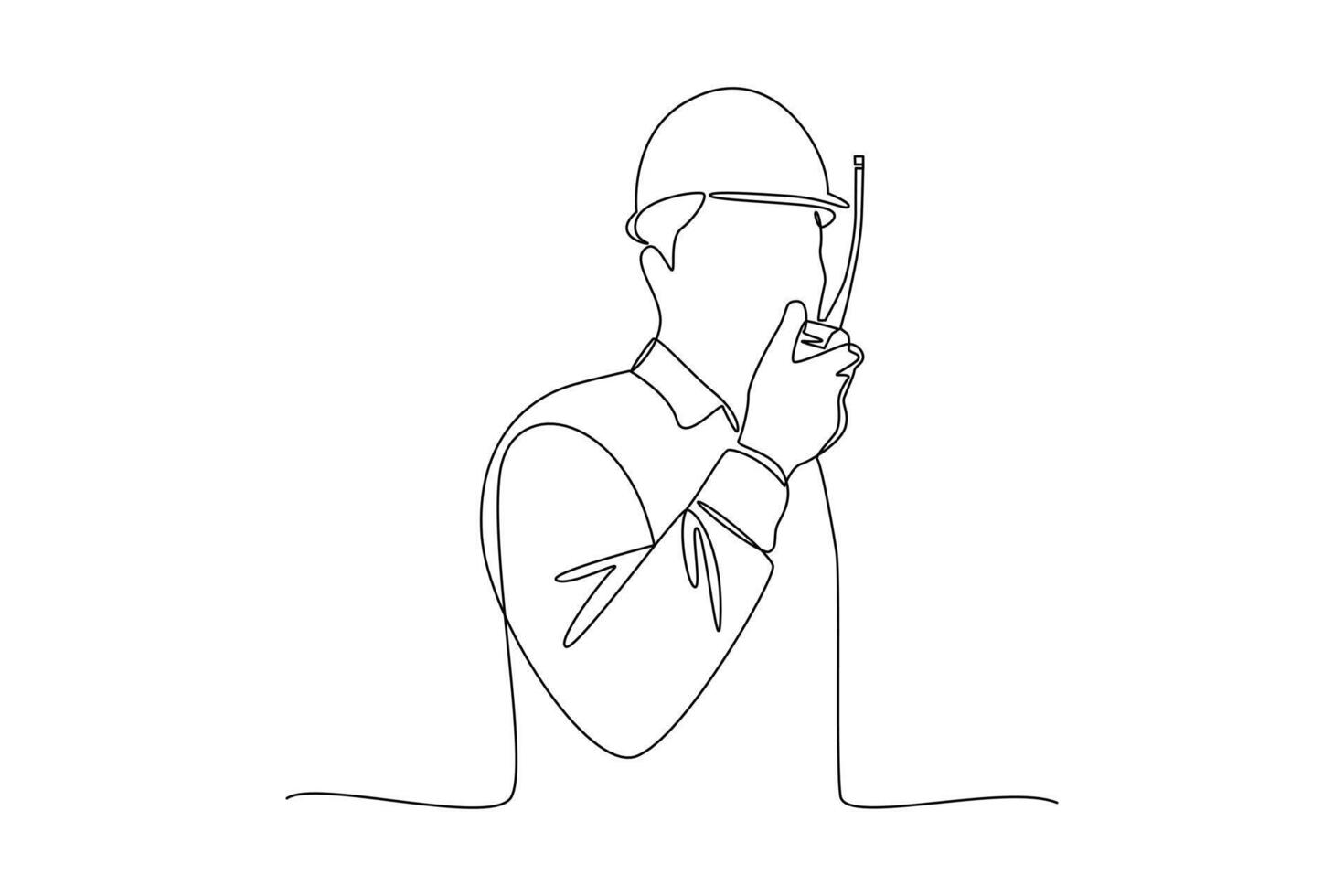 continues line one line art labor day men use handy talky vector