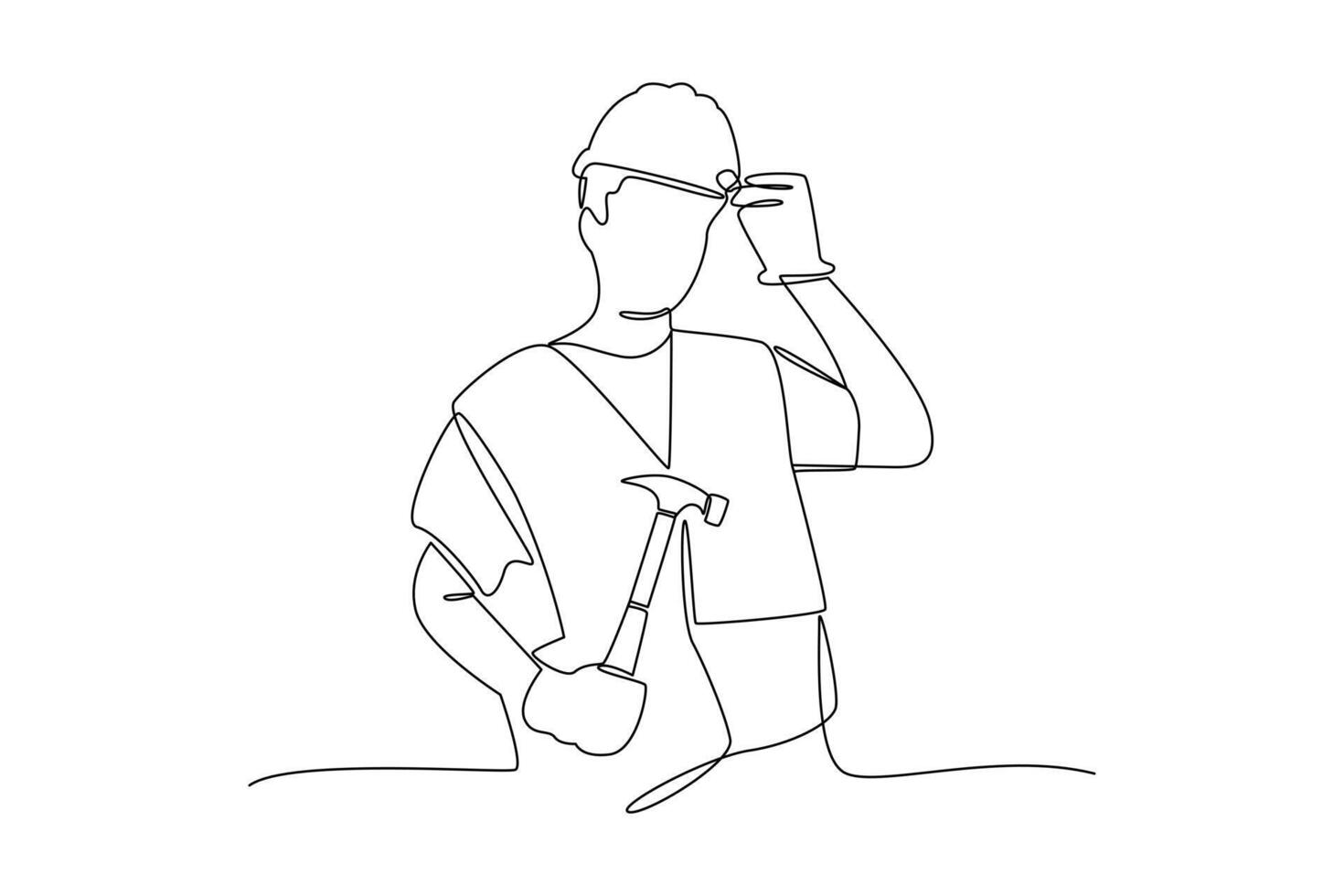 continues line one line art labor day project leader vector