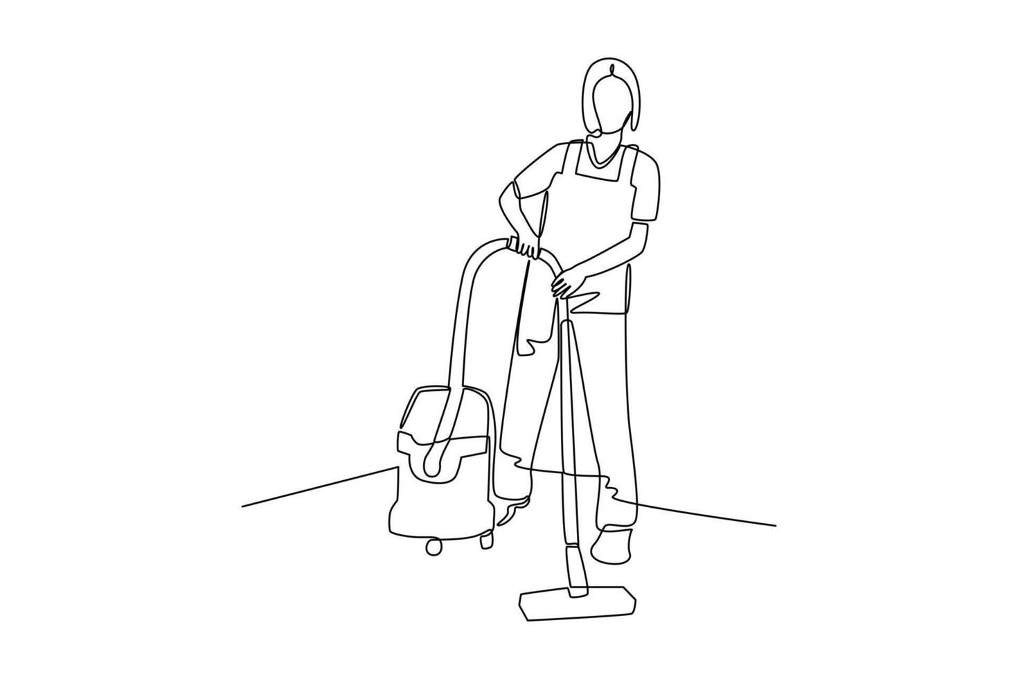continues line one line art cleaning workforce. simple line labor day vector