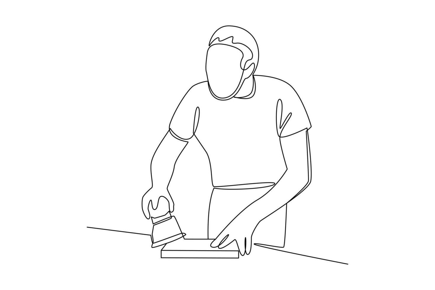 continues line one line art labor day worker activities at work vector