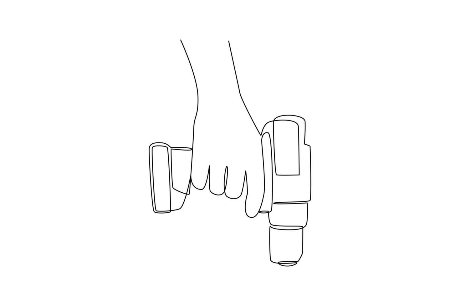 hand holding drill continues line one line art labor day vector