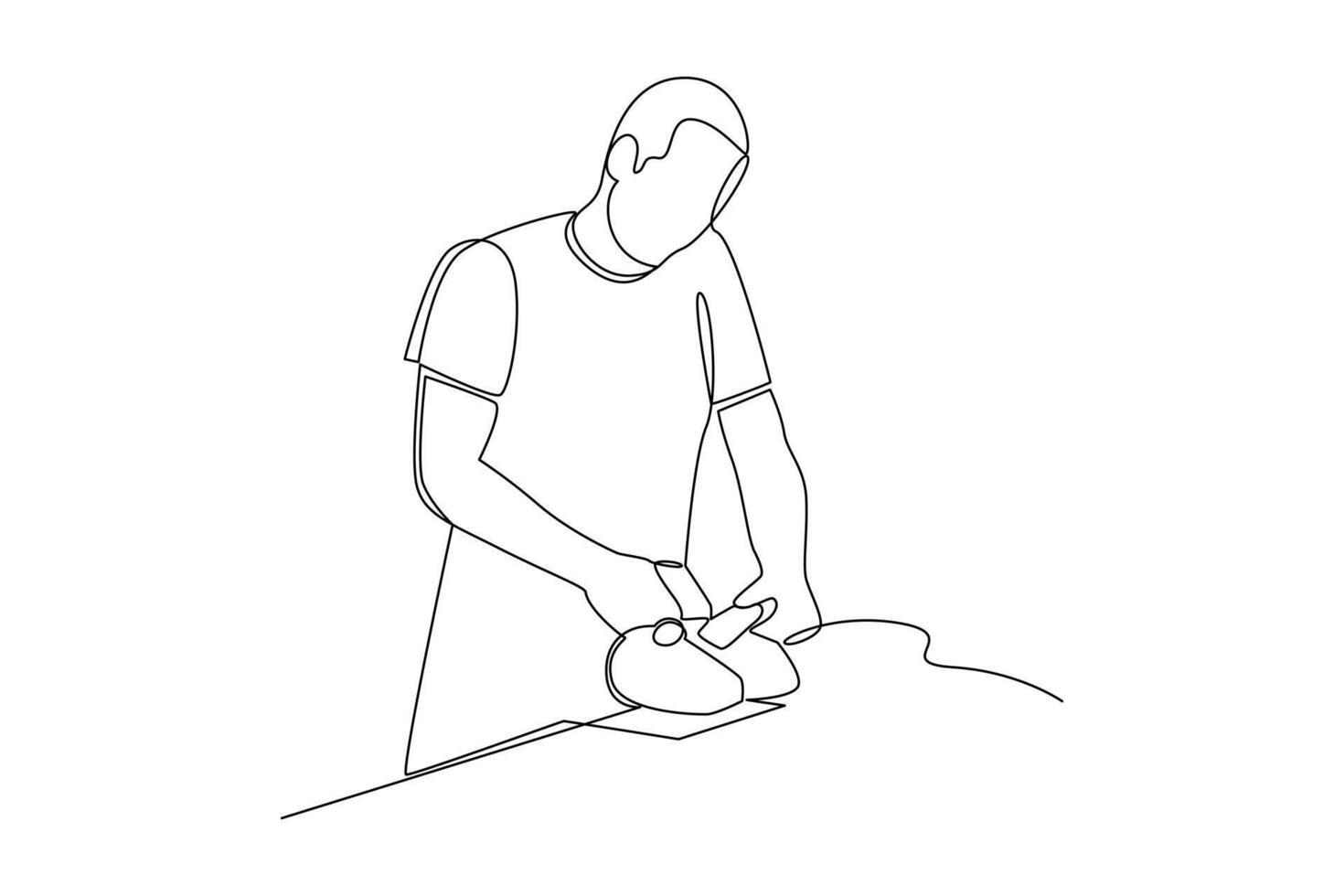 continues line one line art labor day men are working cutting wood vector