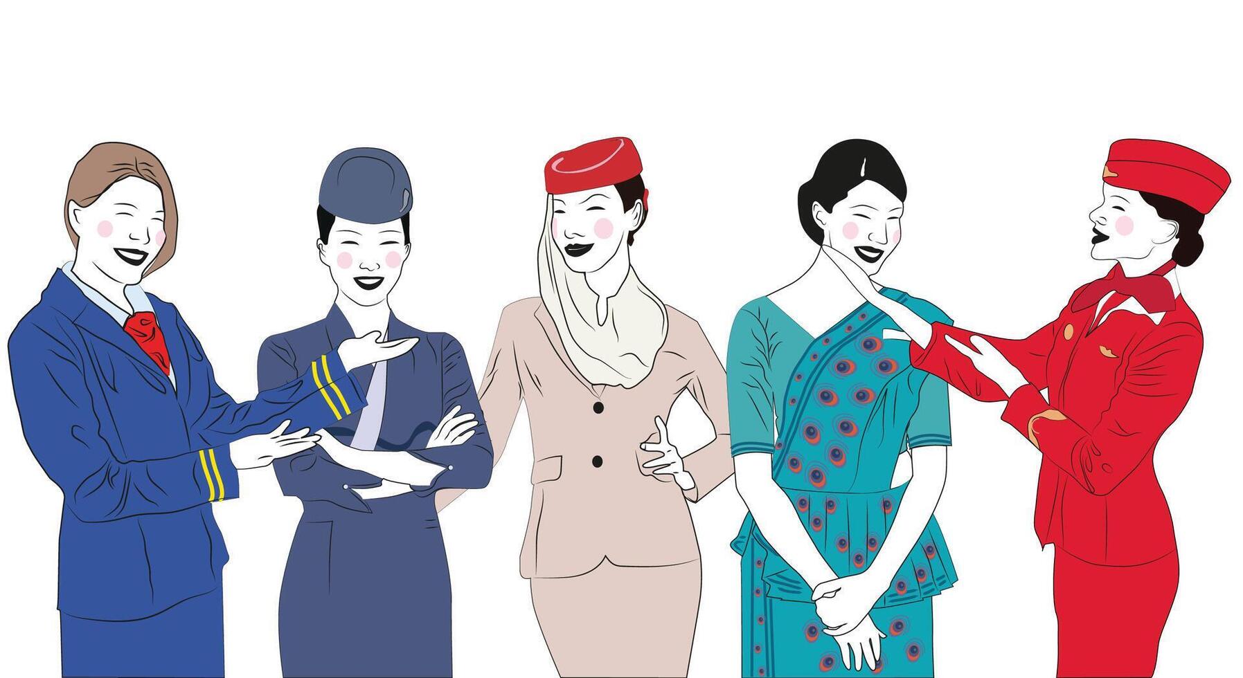air hostess working in a airport as cabin crew vector