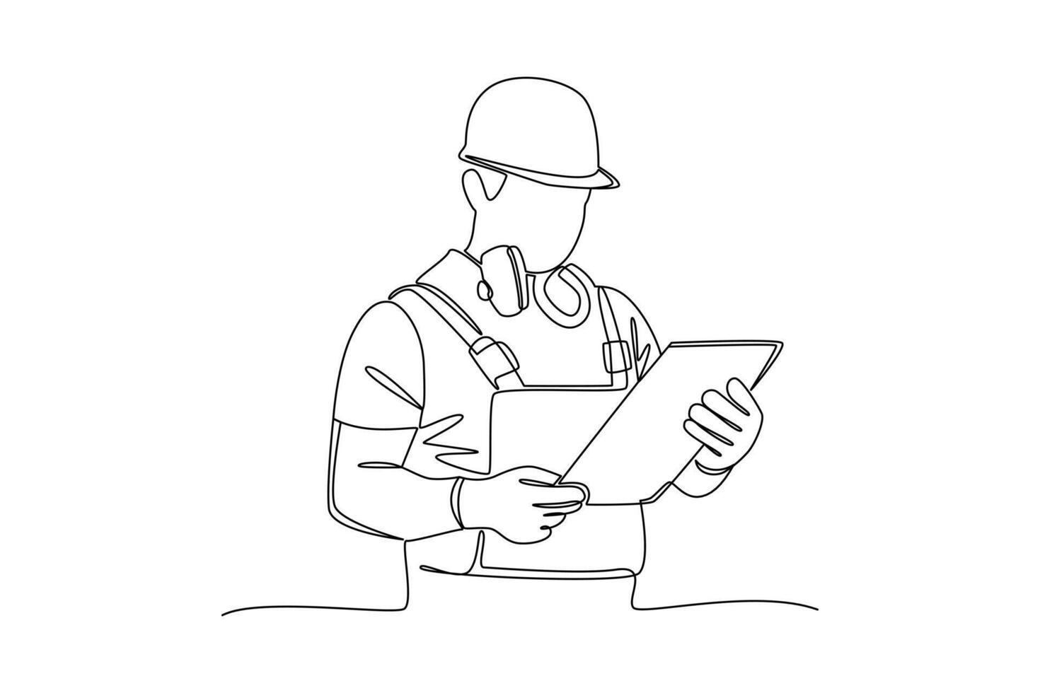 construction worker looking at project notes. Labor Day vector